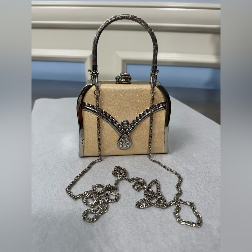 Y2K Cream and Silver glitter evening bag - Picture 10 of 13